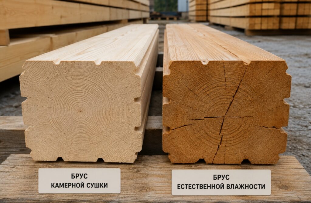 Профилированный брус естественной влажности или камерной сушки